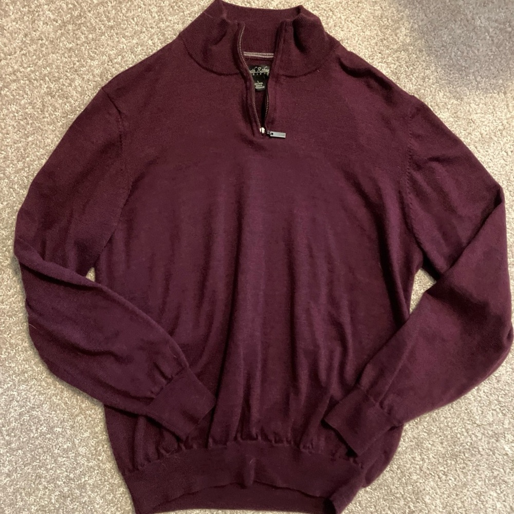 Kenneth Roberts Sweater Mens Large Purple Quarter Zip Pullover Wool Blend